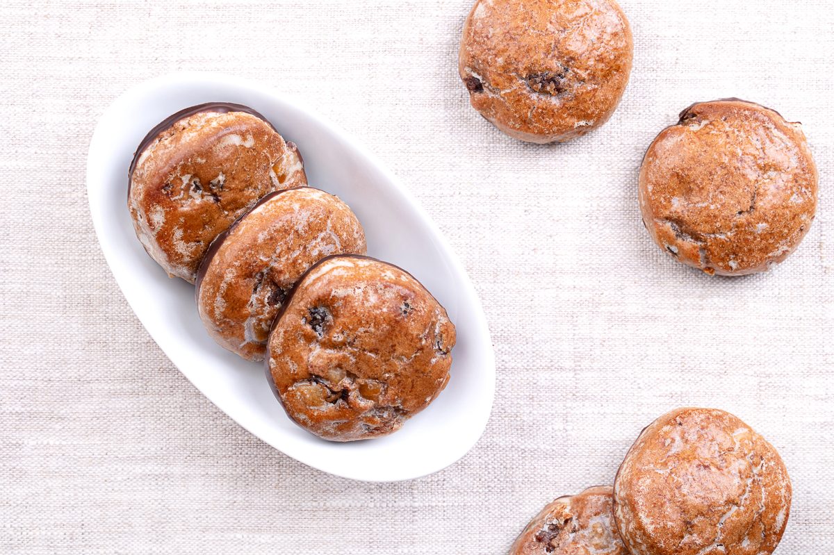 Honey spice cookies on a white dish