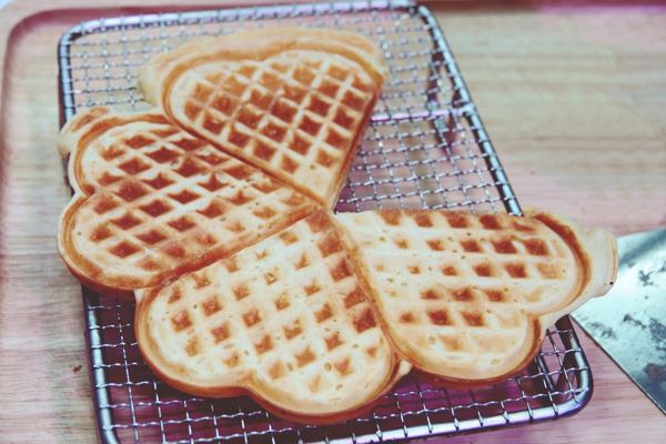 Heart-shaped Norwegian waffles