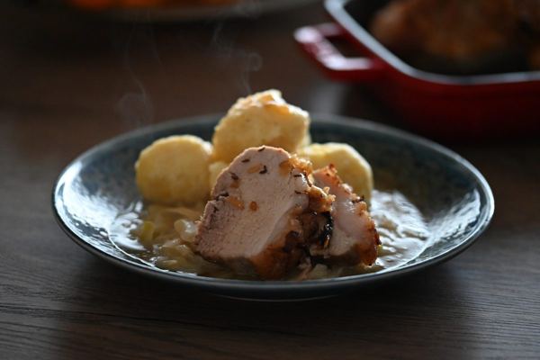 Vepřo knedlo zelo, Roast Pork with Dumplings and Sauerkraut