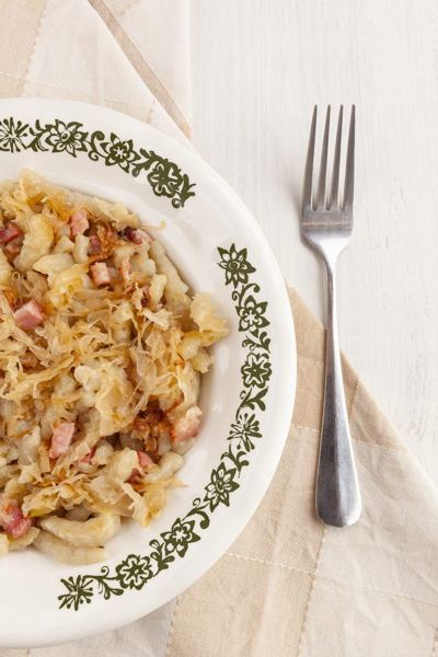 Strapačky s kyslou kapustou, Potato Dumplings with Sauerkraut