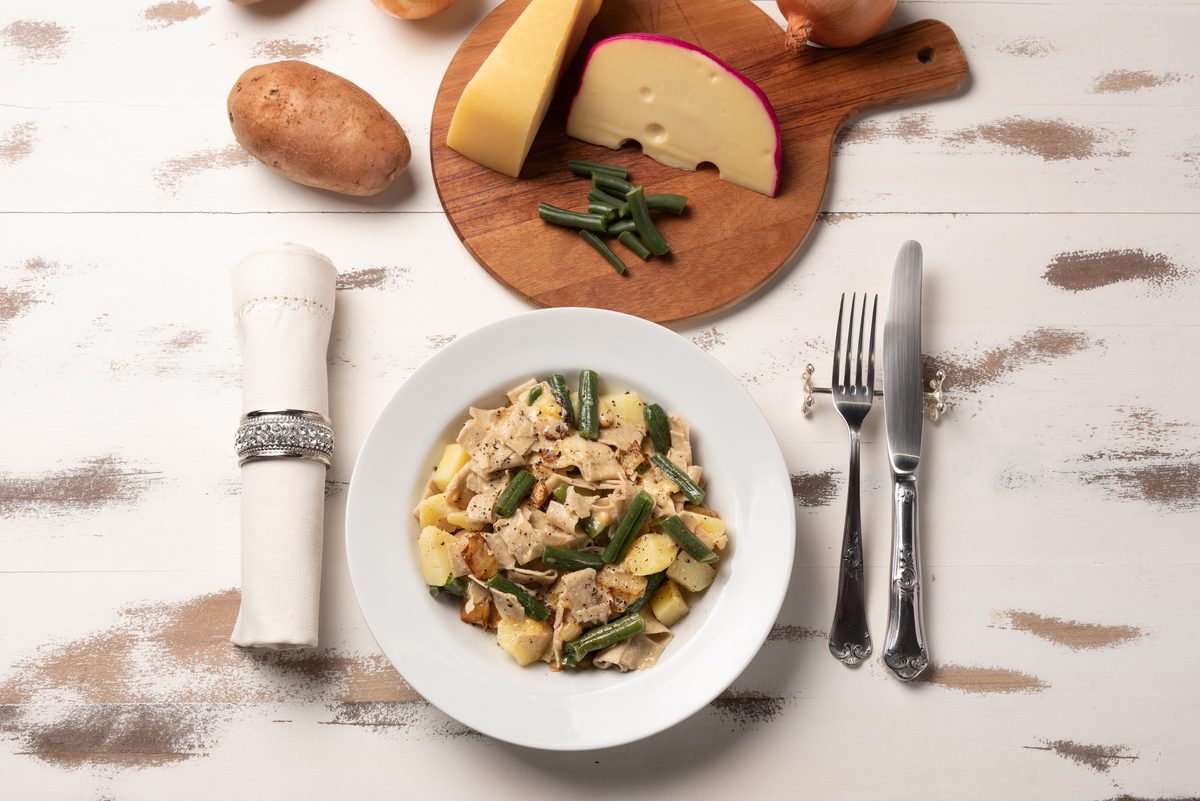 Pizzoccheri della Valtellina, Buckwheat Pasta with Cabbage and Cheese